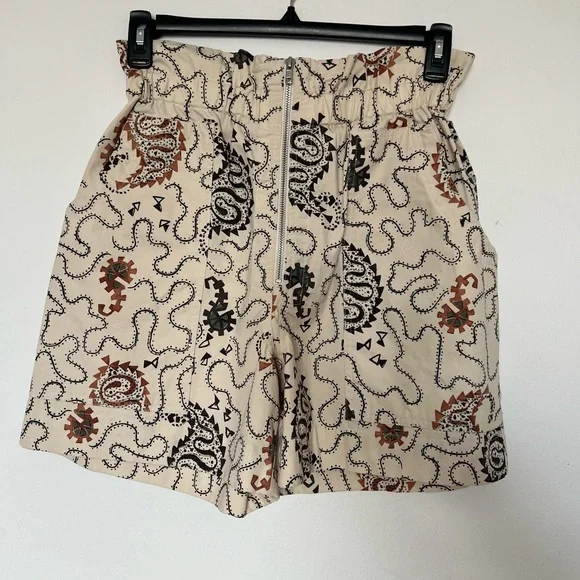 Isabel Marant Etoile Patterned Cream and Black Women Shorts - Picture 5 of 10